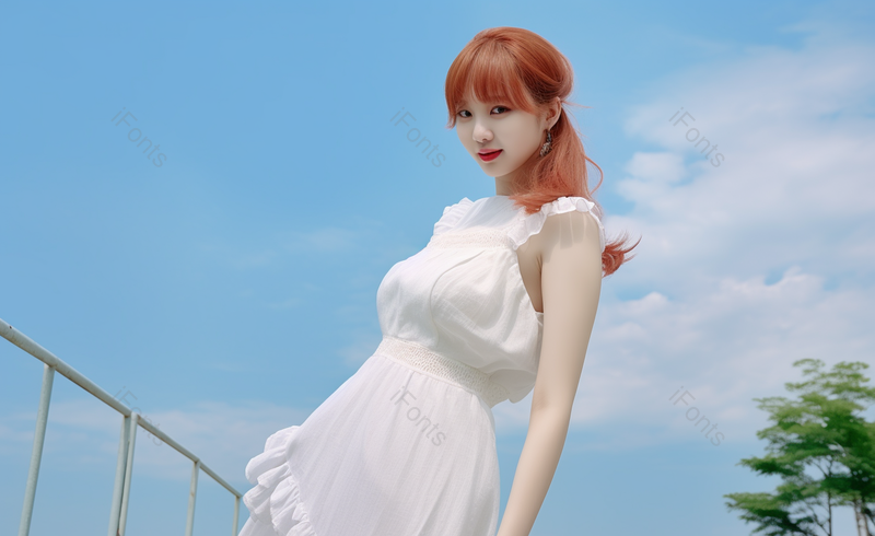 清晰的摄影图高清的图片唯美清新蓝天白云天空清新夏日美女,高清,摄影图,摄影图片,图片大全,摄影图免费下载